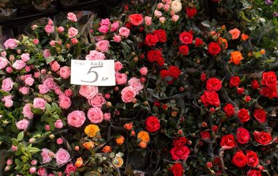 Market stand with roses