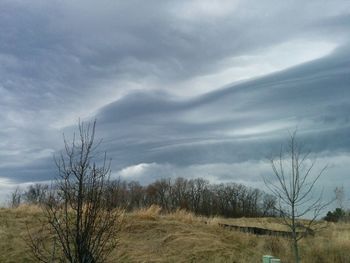 Scenic view of landscape against cloudy sky