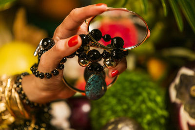 Close-up of hand holding bubble