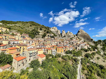 High angle view of townscape against sky