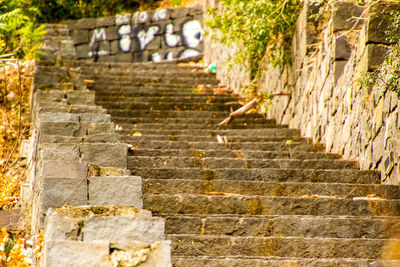 Stone wall of staircase