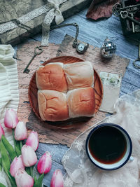 High angle view of fish on table