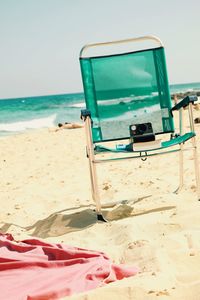 Deck chairs on beach