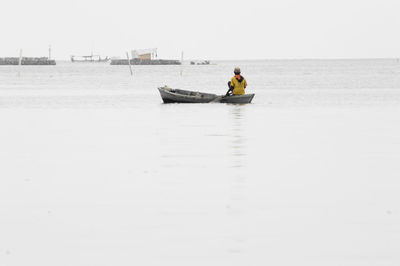 Boat sailing in sea