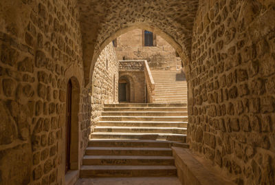 Low angle view of staircase in old building