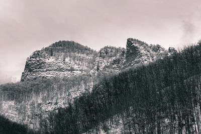 Panoramic view of land and mountains against sky