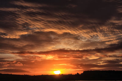 Scenic view of dramatic sky during sunset