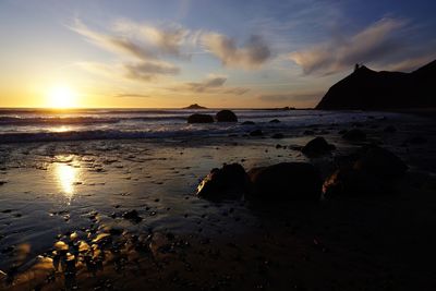 Scenic view of sea against sky during sunset