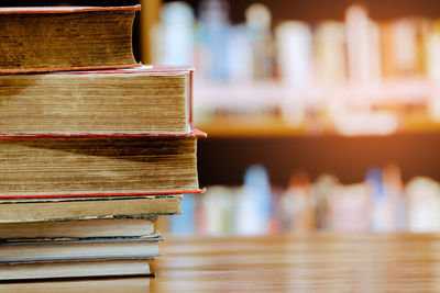 Close-up of books on table