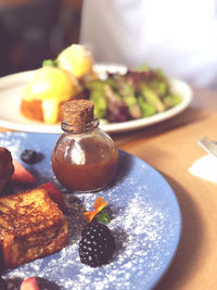 Close-up of dessert in plate on table