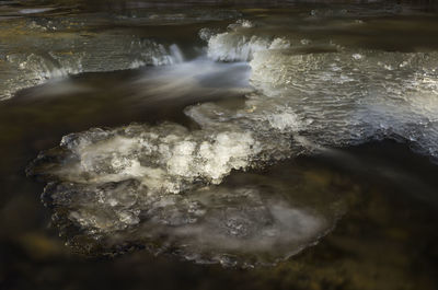 Close-up of water flowing through rocks