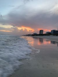 Scenic view of sea against sky during sunset