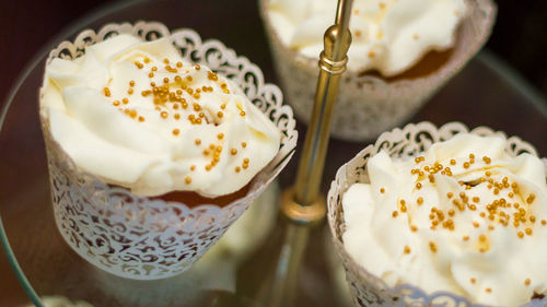 Close-up of ice cream on table
