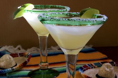 Close-up of margarita drink on table