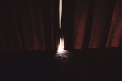 View of curtains in the dark