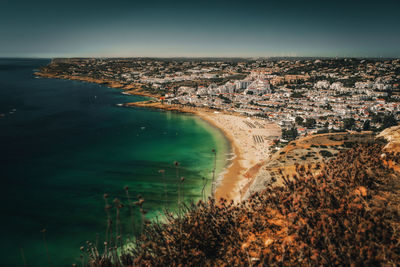 Rocky beaches at the algarve coast in portugal