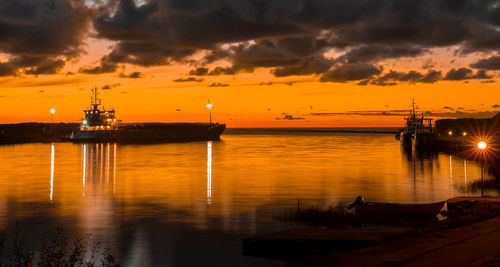 Port and boat during sunset