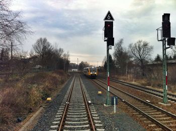 Railroad tracks on railroad track