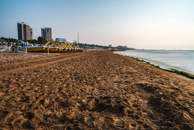 Sunrise on the beach of lignano pineta