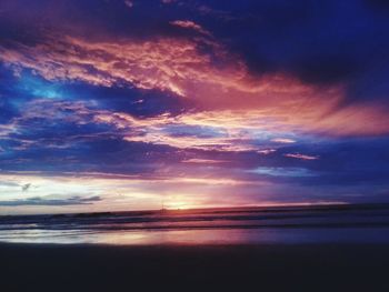 Scenic view of sea against cloudy sky