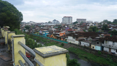 High angle view of townscape against sky