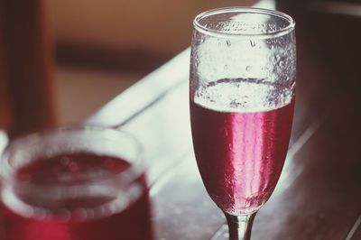 Close-up of beer in glass