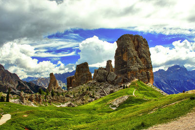Panoramic view of landscape against cloudy sky