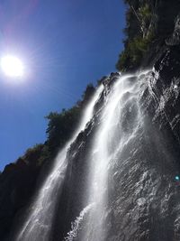 Low angle view of waterfall