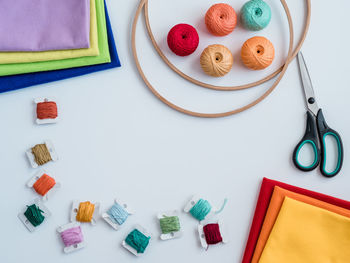 High angle view of food on table