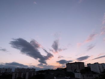 Buildings against sky during sunset