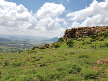 Scenic view of land against sky