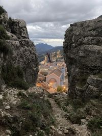 High angle view of rock formations