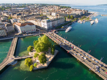 High angle view of bridge over sea