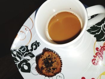 High angle view of breakfast on table