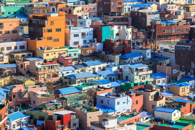 Aerial view of cityscape against sky