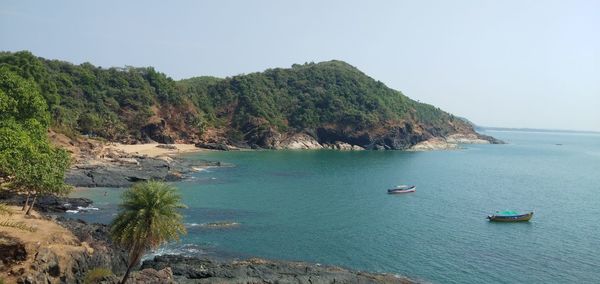 Scenic view of sea against clear sky