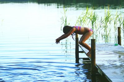 Reflection of people in water