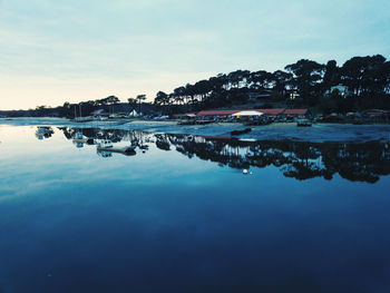 Scenic view of lake against sky