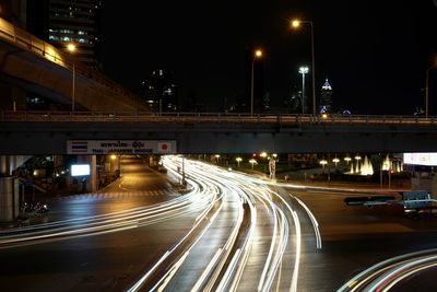 Light trails on highway at night