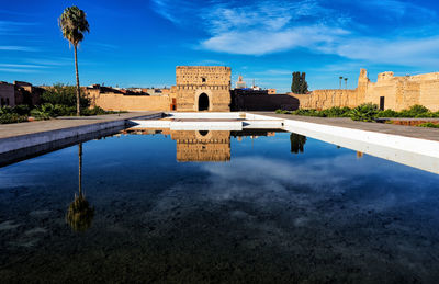 Reflection of ancient palace in water