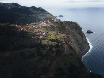 High angle view of sea against sky