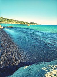 Scenic view of sea against clear sky