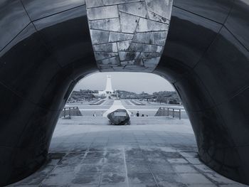 View of bridge and buildings in tunnel