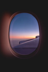 View of sky seen through airplane window