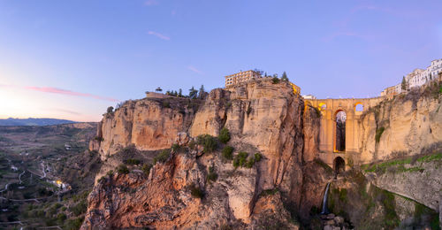 Low angle view of rock formations