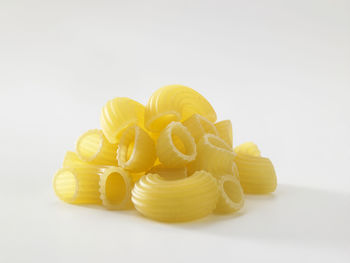 Close-up of pasta on white background