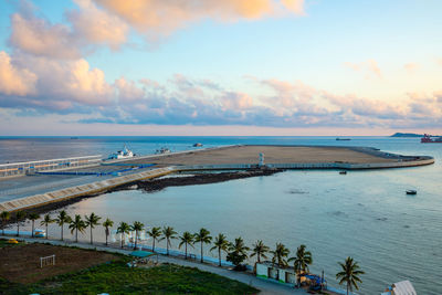 High angle view of beach against sky