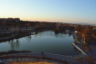 View of river at sunset