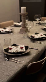 Close-up of place setting on table