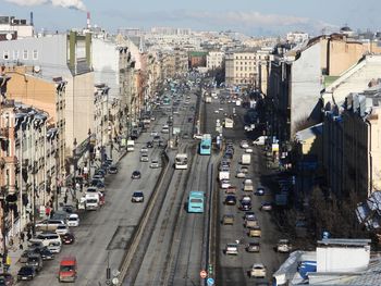 High angle view of city street